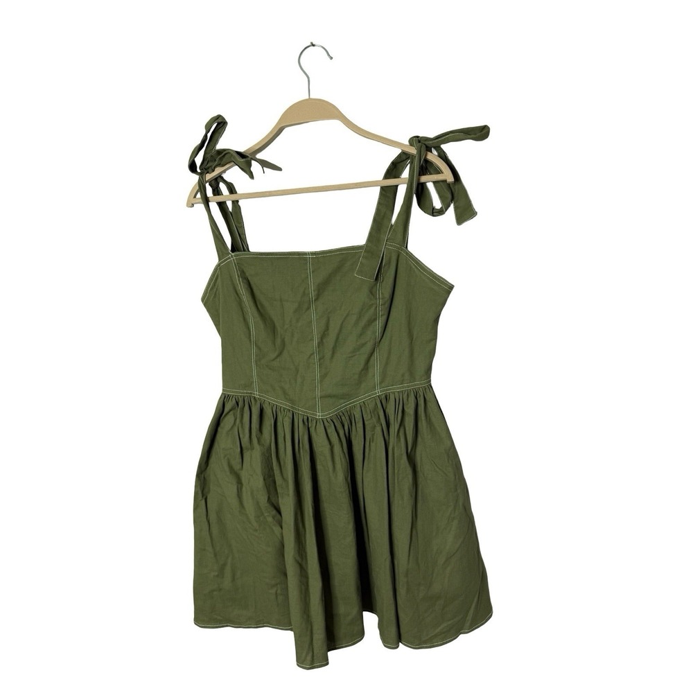 Idem Ditto Dress‎ Womens large  Sleeveless Green Fit Flare 97% linen skater